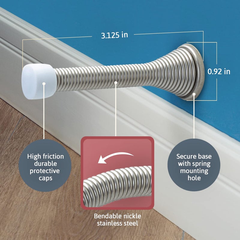 JD Jack N'Drill Jack N Drill 11-Pack Door Stopper 3 -inch Heavy Duty and Flexible Door Stop to Protect Walls and Door Stops for Bottom of Door Home or Office, Easy to Install and 100% Child and Pet-Friendly - Image 4